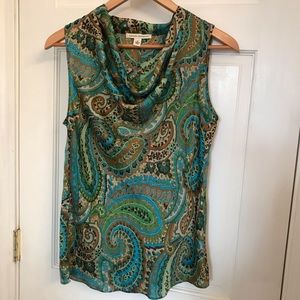 Banana Republic sleeveless cowl neck paisley S